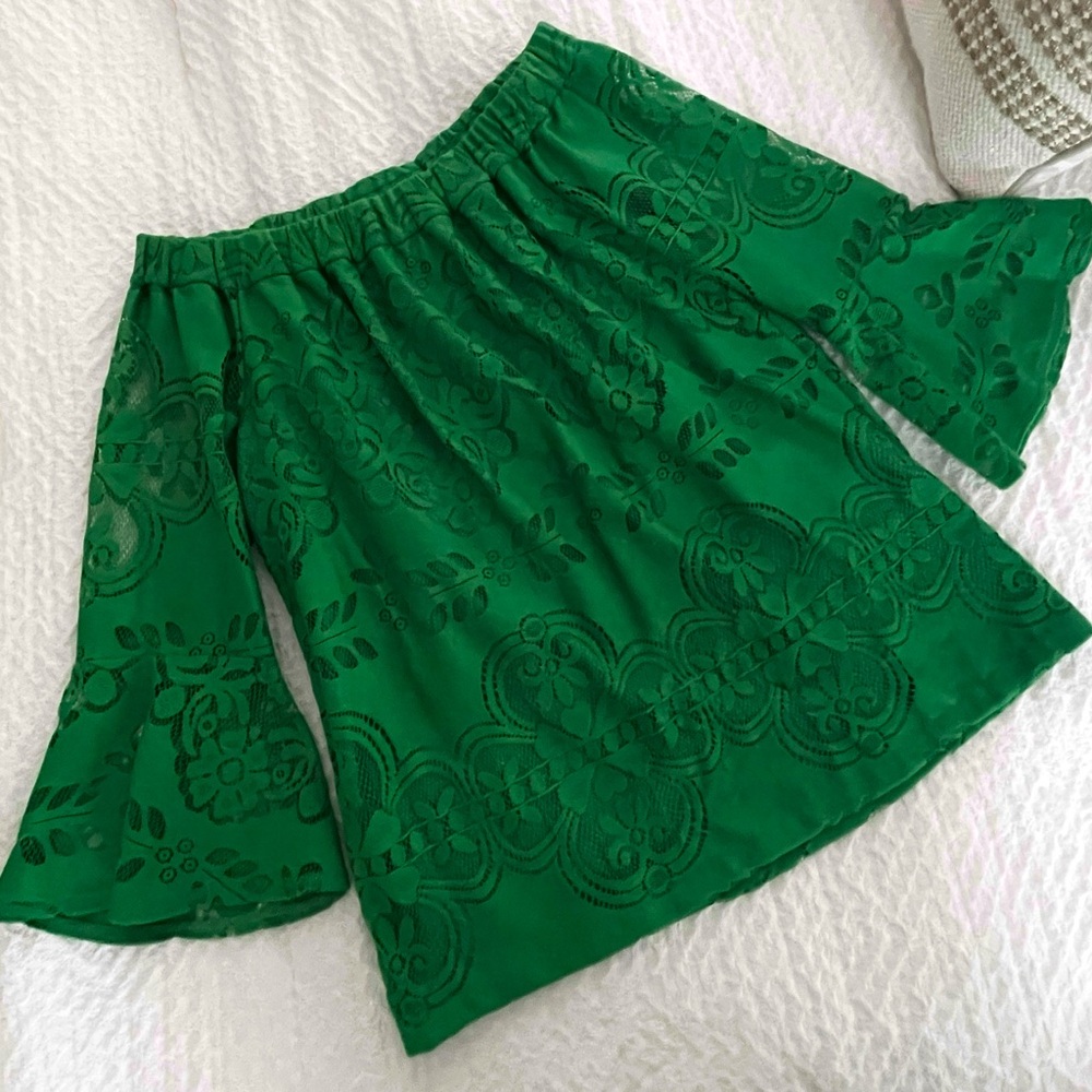 Off the shoulder Green Lace Top